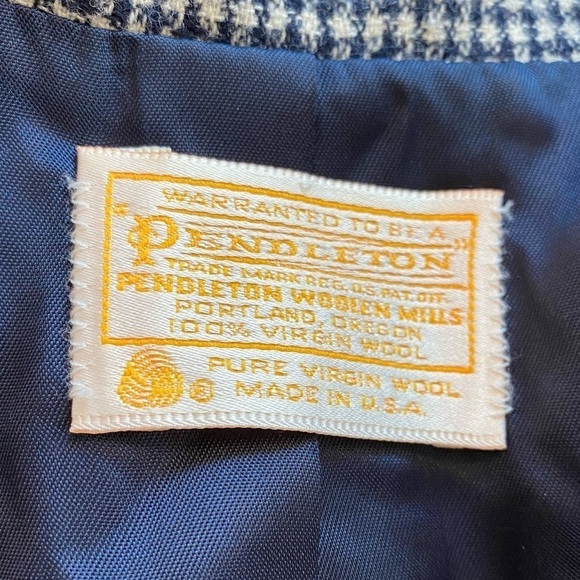 PENDLETON Vintage Shepard Check Plaid Wool Single Breasted Blazer Navy Size 10 - Picture 6 of 9
